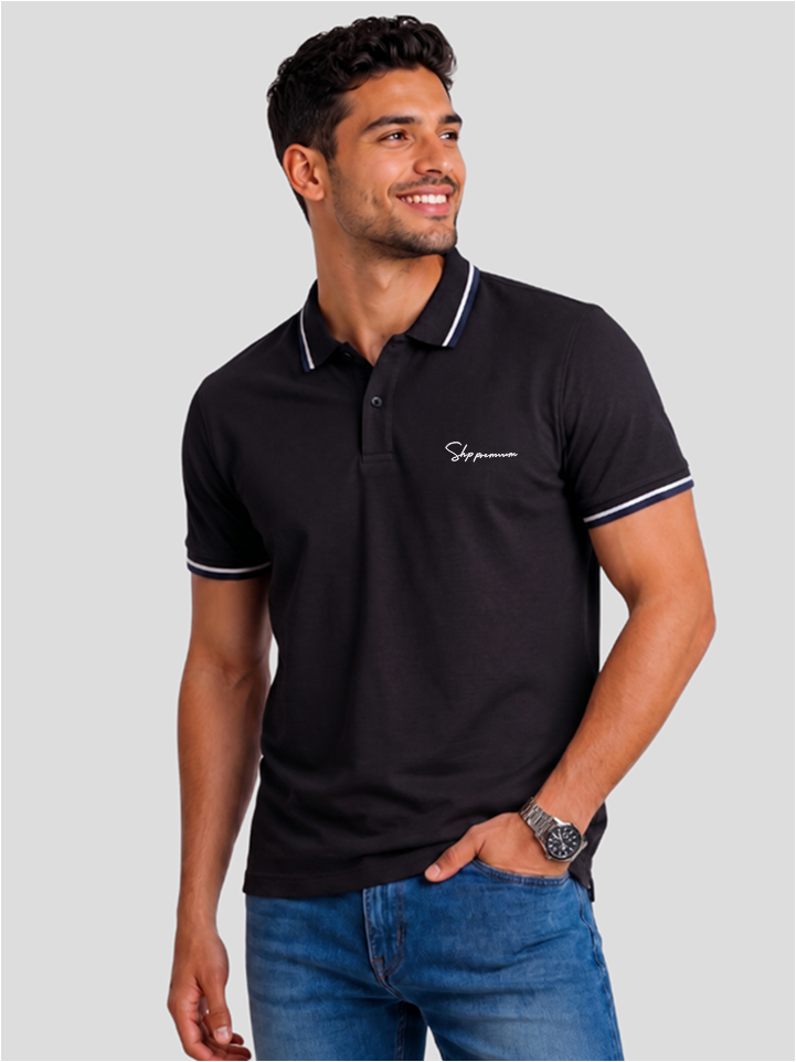 POLO ADULTO C/ ABERT. TAPETA UNICA. 3 BOTOES. SUADOR COTTON LISTRADO GOLA LISA